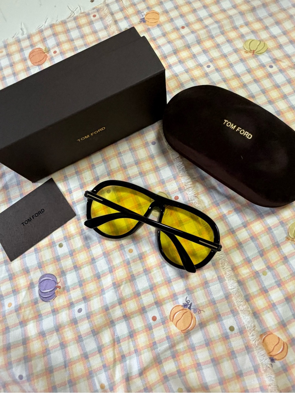Tom Ford Women's Black Frame Sunglasses with Yellow Lenses - Designer Optics